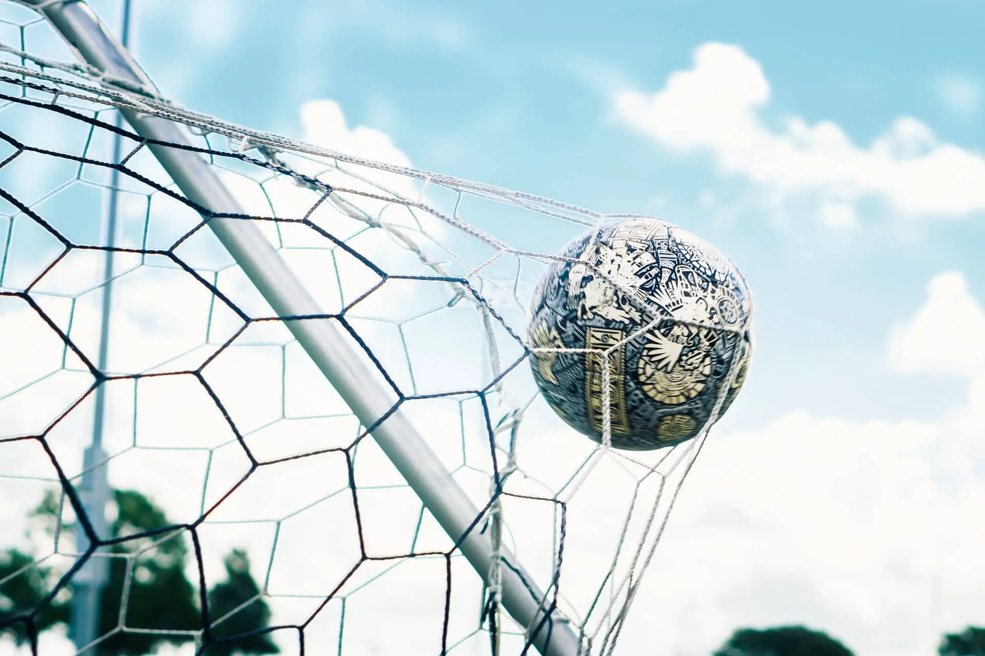 football in goal net