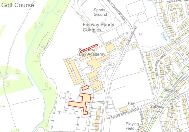 Plan of Sandown Bay Academy blocks being demolished