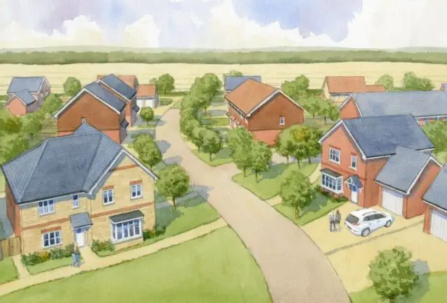 Artists impression of Lily Cross development from the road - Captiva Homes