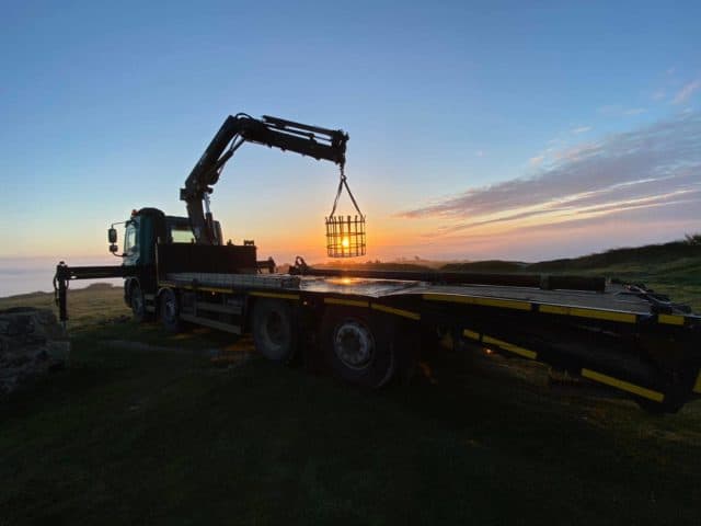 The beacon being taken down