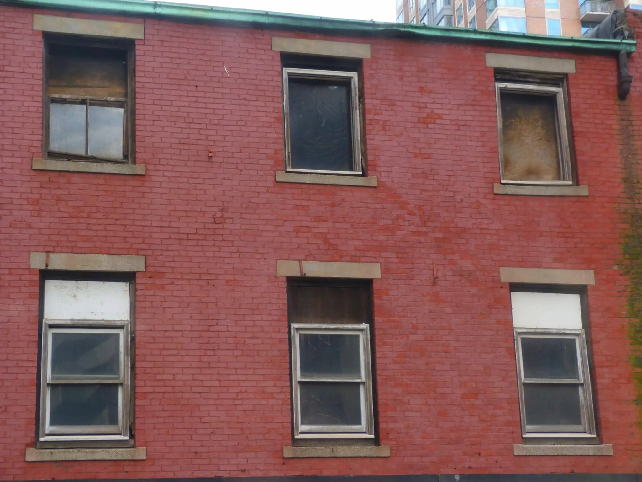 Building with boarded up windows