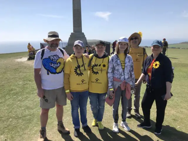 Chris Jarman on Walk the Wight with displaced Ukrainians at Tennyson's monument