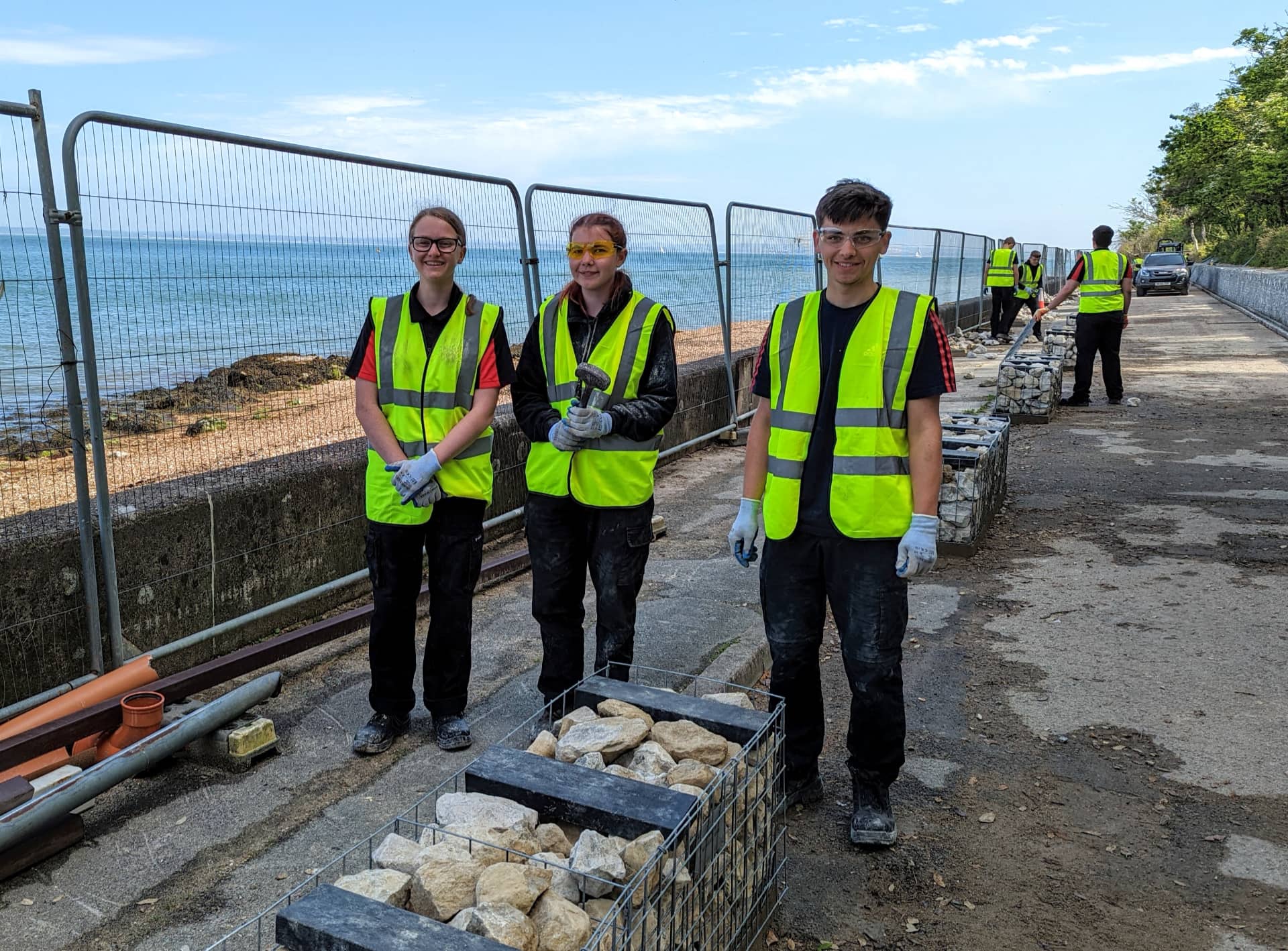 The students working with John Peck Construction on East Cowes Esplanade