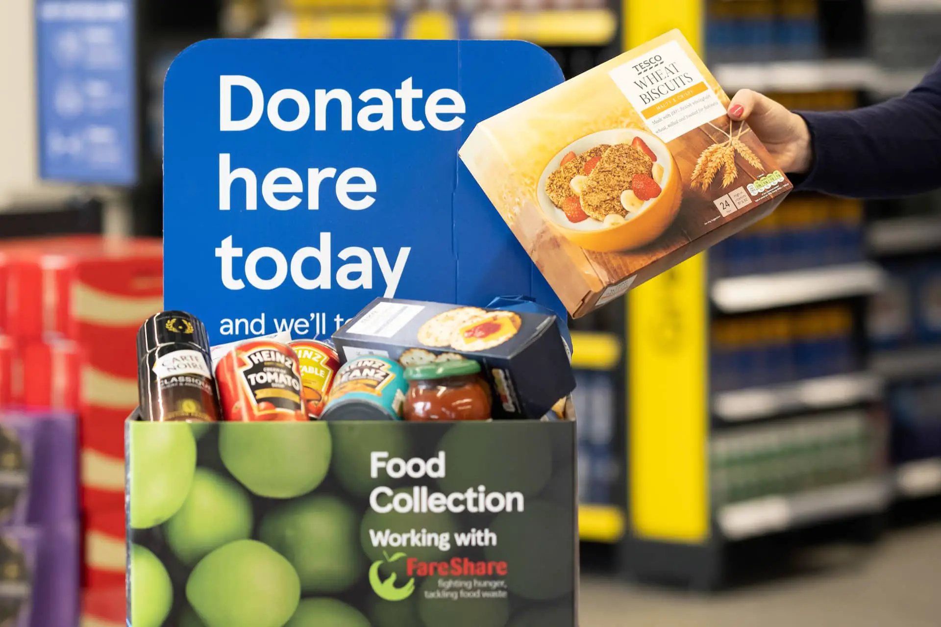 Food collection point at Tesco