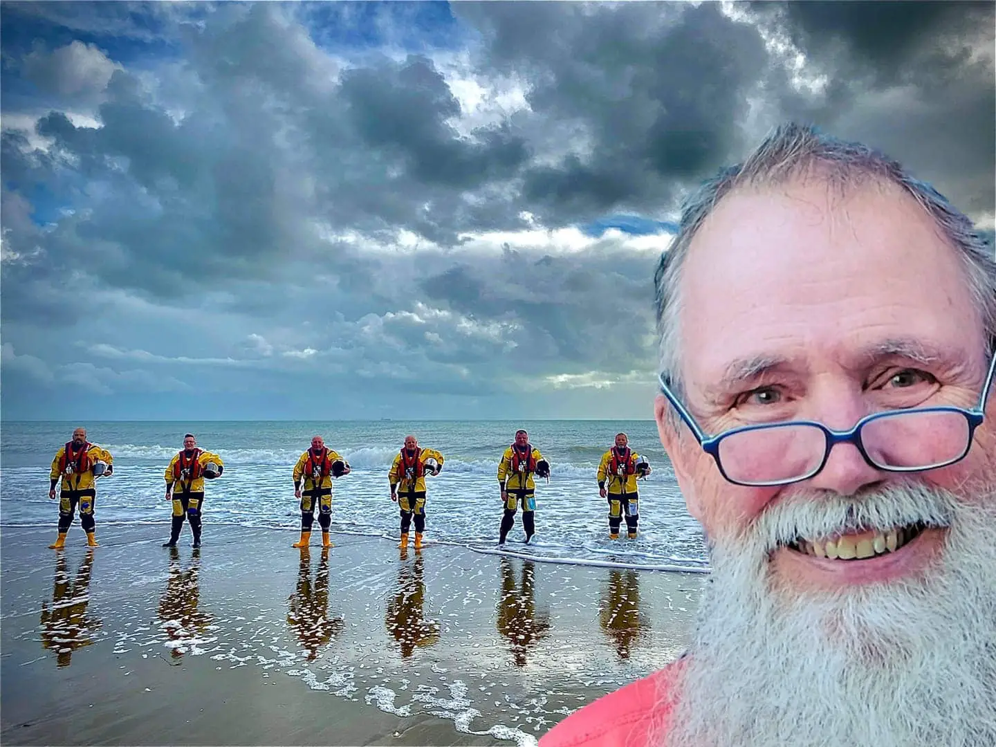 Sandown and Shanklin Independent Lifeboat Crew with Bob White portrait on top