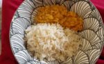 A bowl of lentils and rice