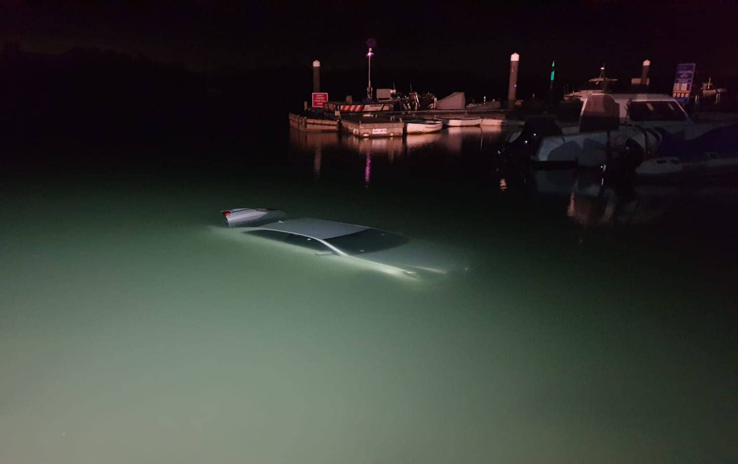 Car in the water in Southampton near miss for pensioner