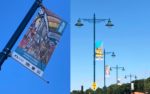 Photo of Jenna Sabine's designed banner and shot along the esplanade of banners on lamp posts