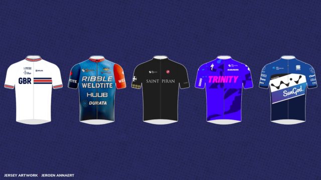 Tour of Britain first teams shirts unbranded by Jeroen Annaert