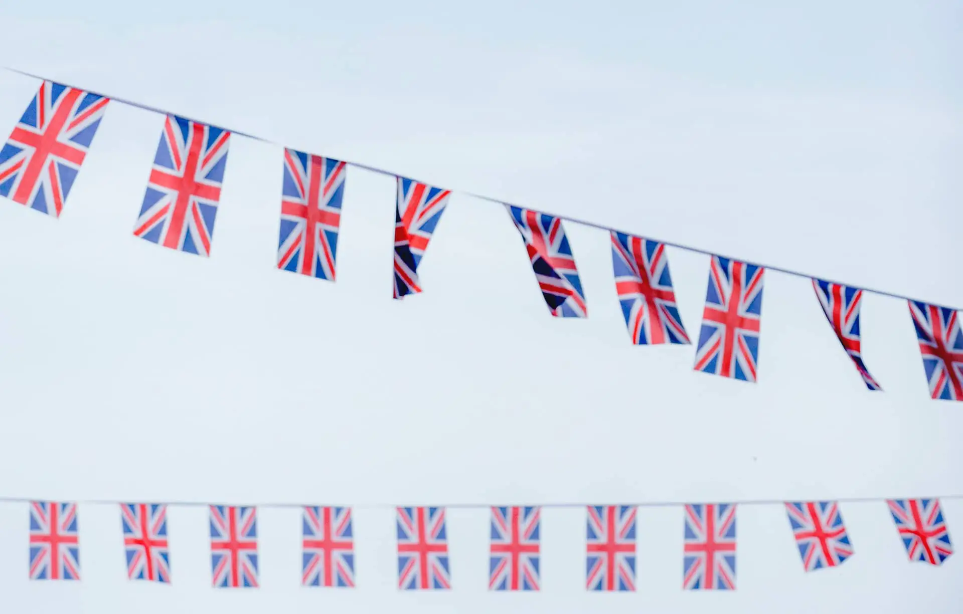 Union jack bunting hung up
