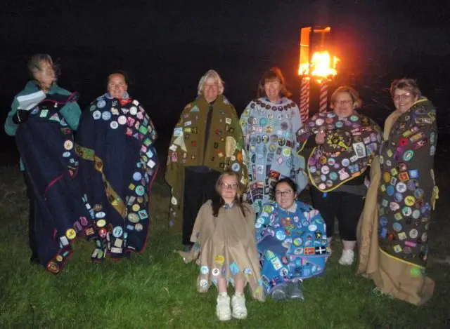 Wrapped in Girlguiding blankets by the beacon