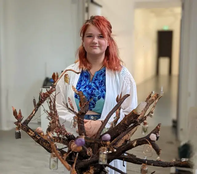 Emily Mills and her Tree of Life at Quay Arts