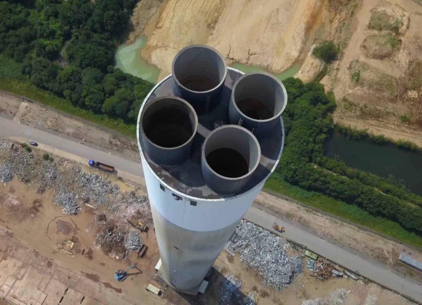Aerial view of Fawley chimney