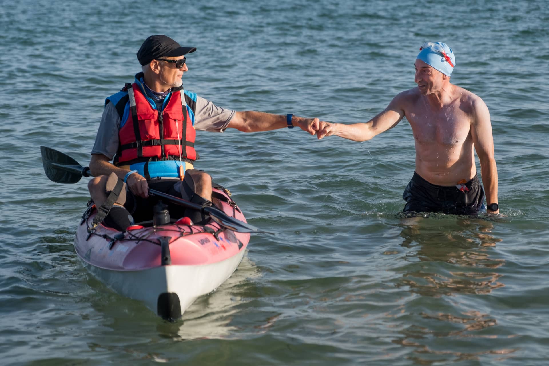 Swimmer Phillip Instone with Kayaker Martin Scotcher by Michael Dangerfield