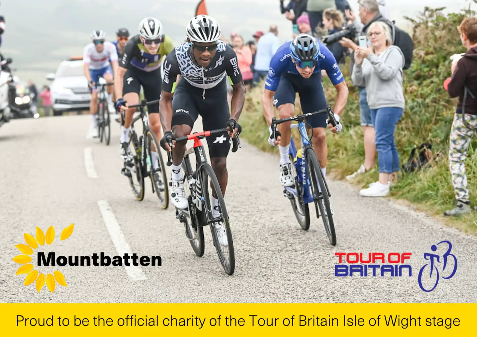 Tour of Britain cyclists with Mountbatten message