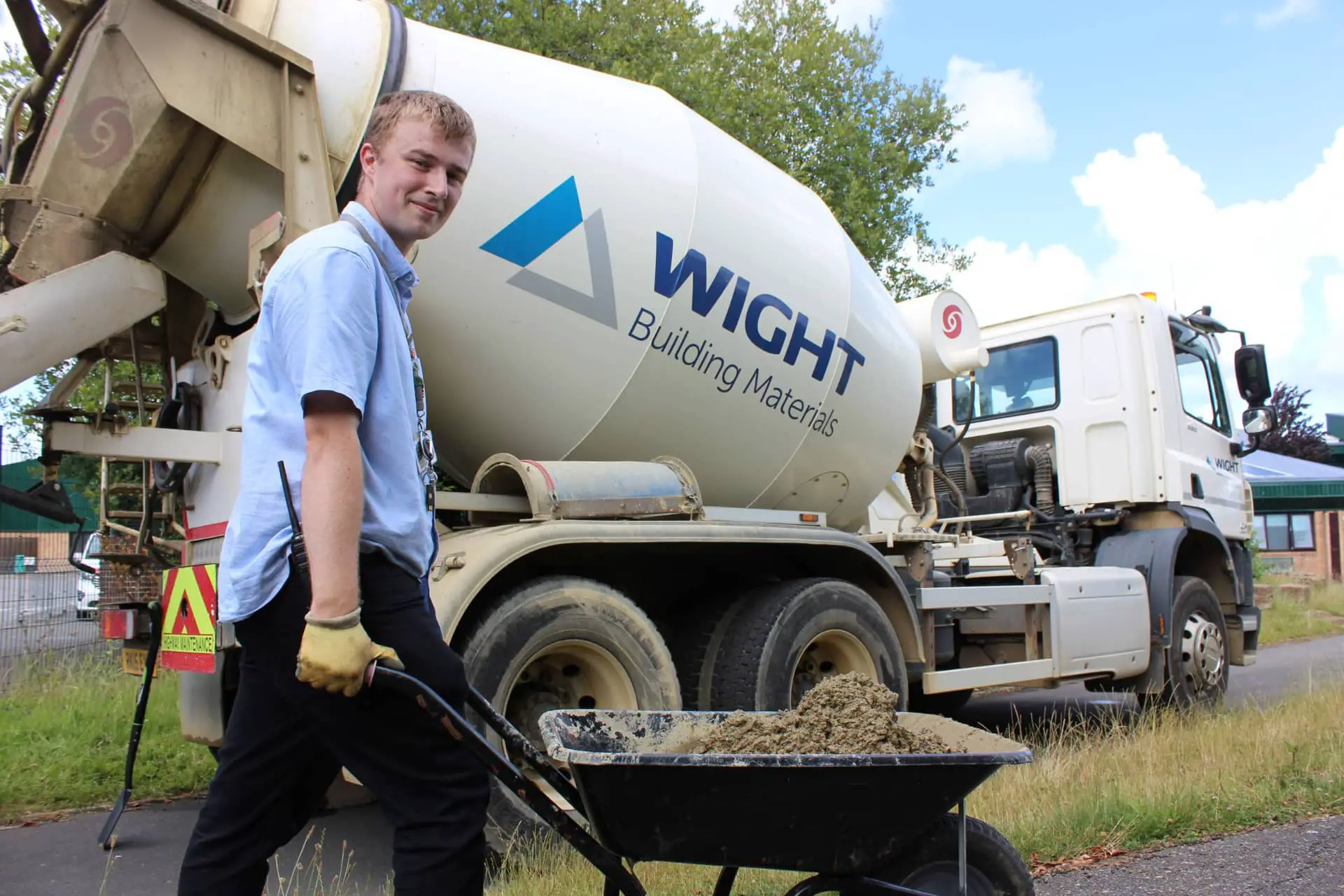 Receiving the free concrete from Wight Building Materials