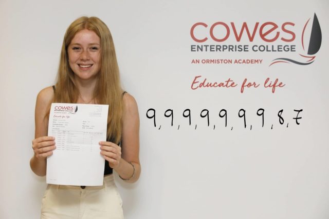 Freya Thomas with her GCSE results