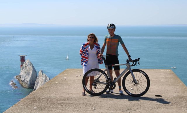 IWC Leader Cllr Lora Peacey Wilcox and Dan Martin at Needles