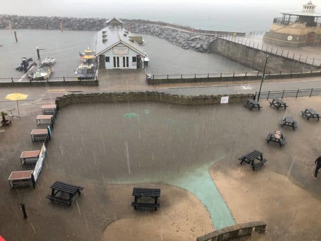 Rainwater overwhelmed the paddling pool