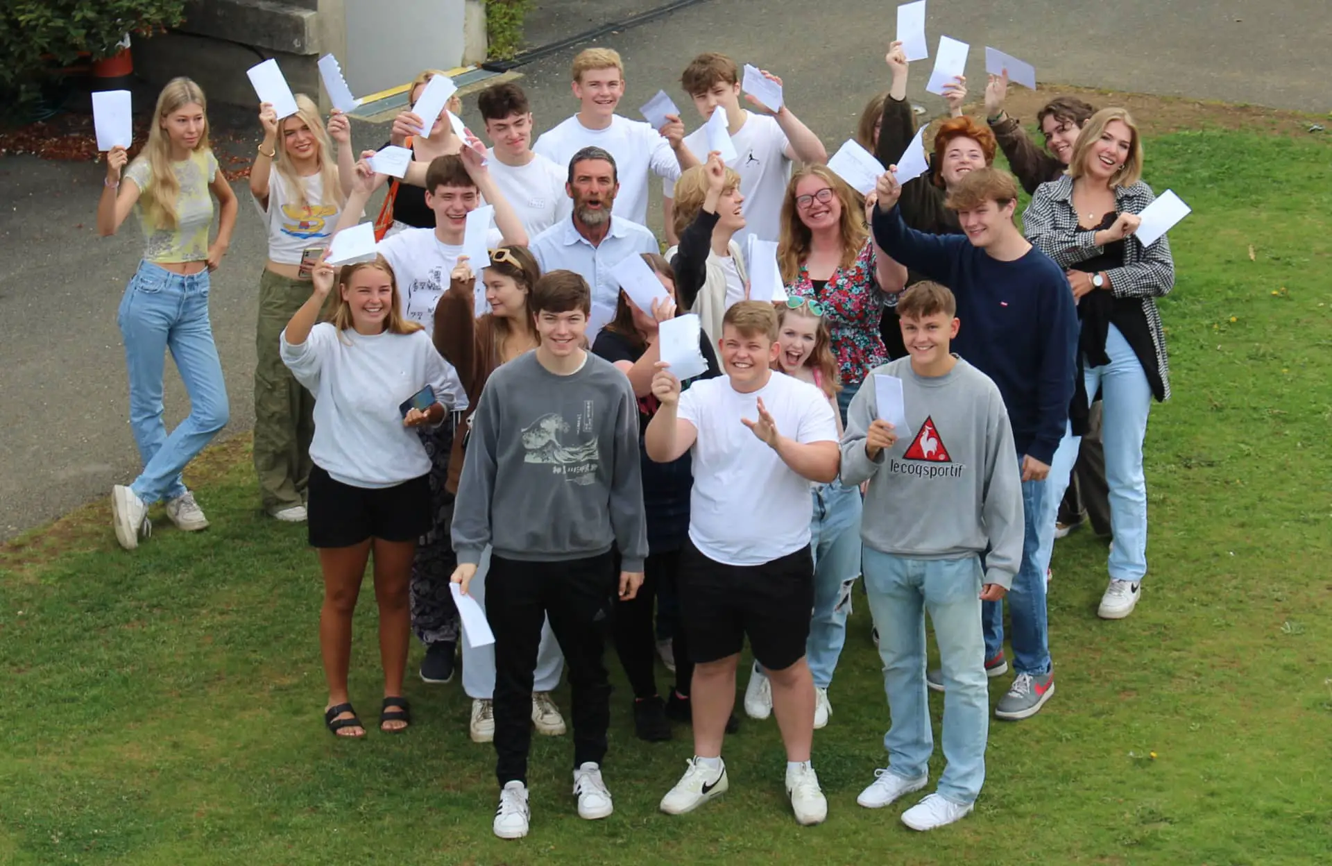 Ryde School pupils on A-level results day