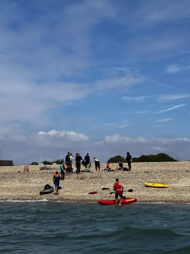 Lifeguards preparing to swim the Solent
