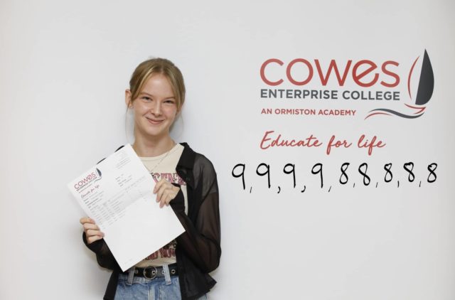 Trinity Holbrook with her GCSE results