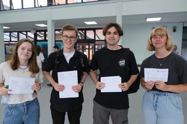Pupils from Island VI Form on results day