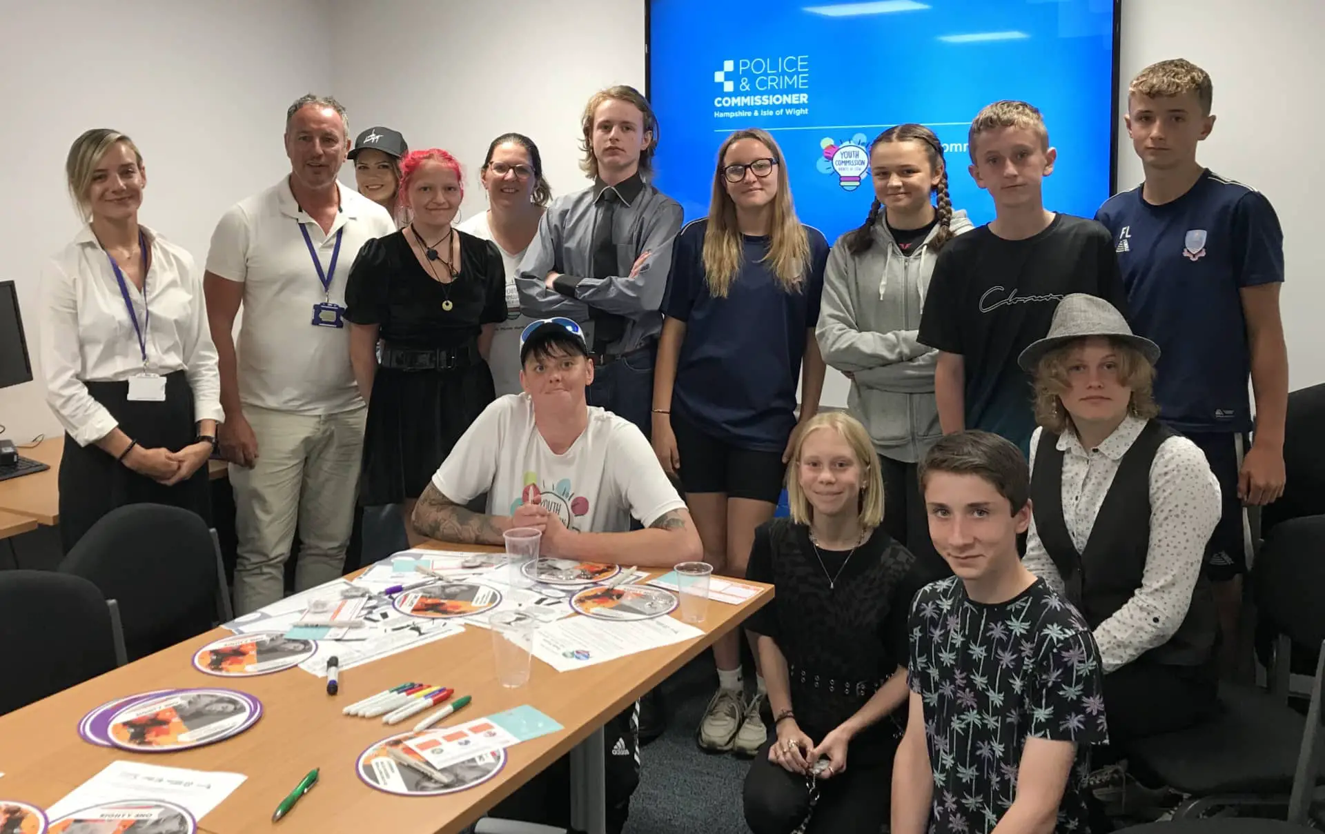 members of the Sandown and Lake Youth Forum at a recent meeting with Hampshire Police & Crime Commissioner’s Youth Commission