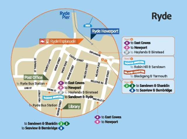Map of changes to Ryde bus stops