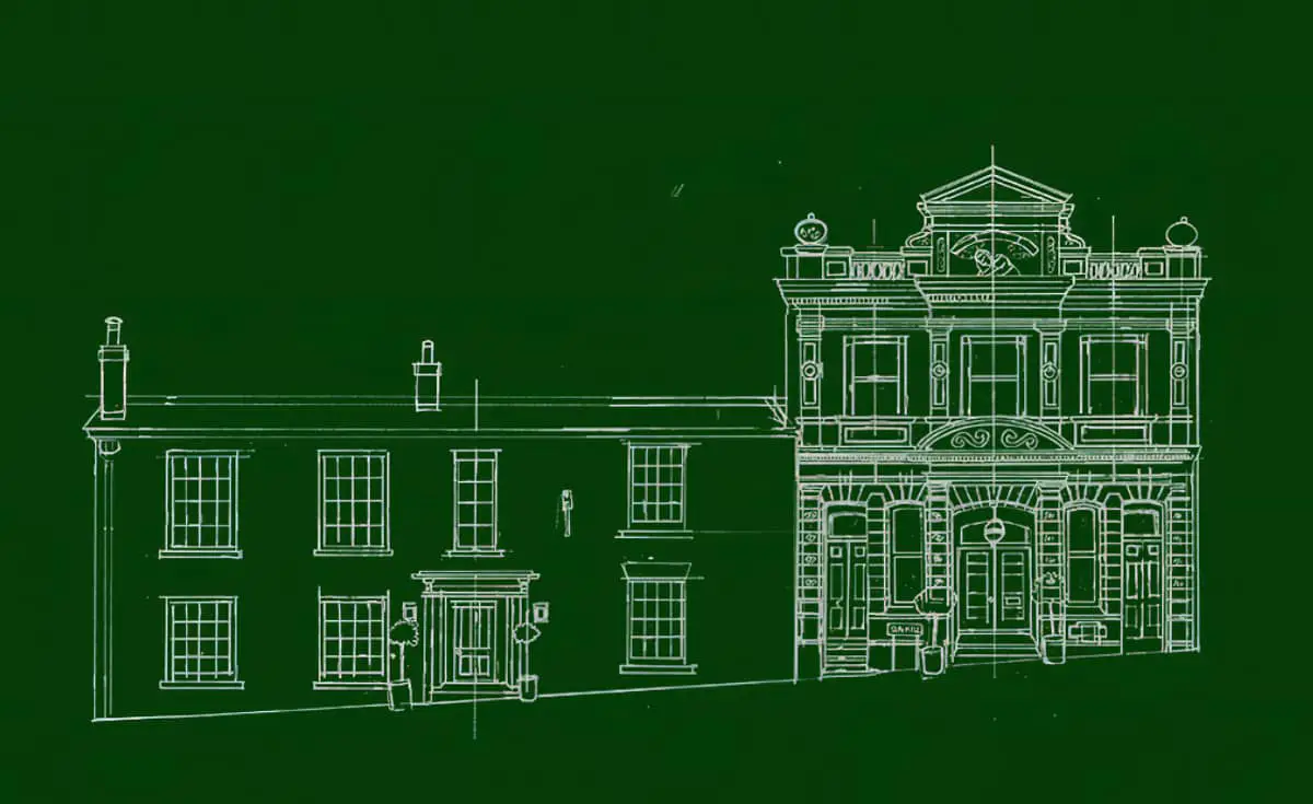Line drawing of Foresters Hall