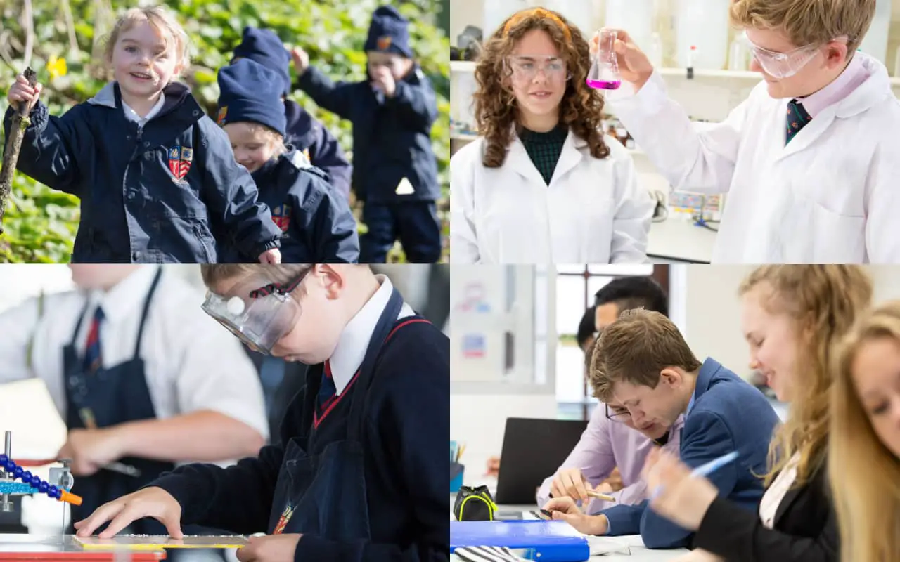 Montage of photos of pupils at the