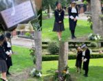 Montage of council chairperson Claire Critchison and High Sheriff Kay Marriott laying Floral tributes
