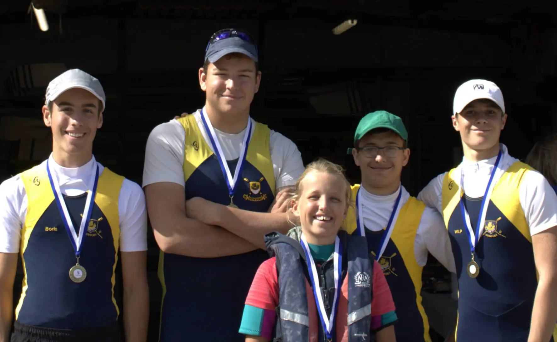 The U16 quad of William Loveday-Powell, Connor Garner, Boris Hare, and Hayden Tiffin, coxed by Marianna Hare