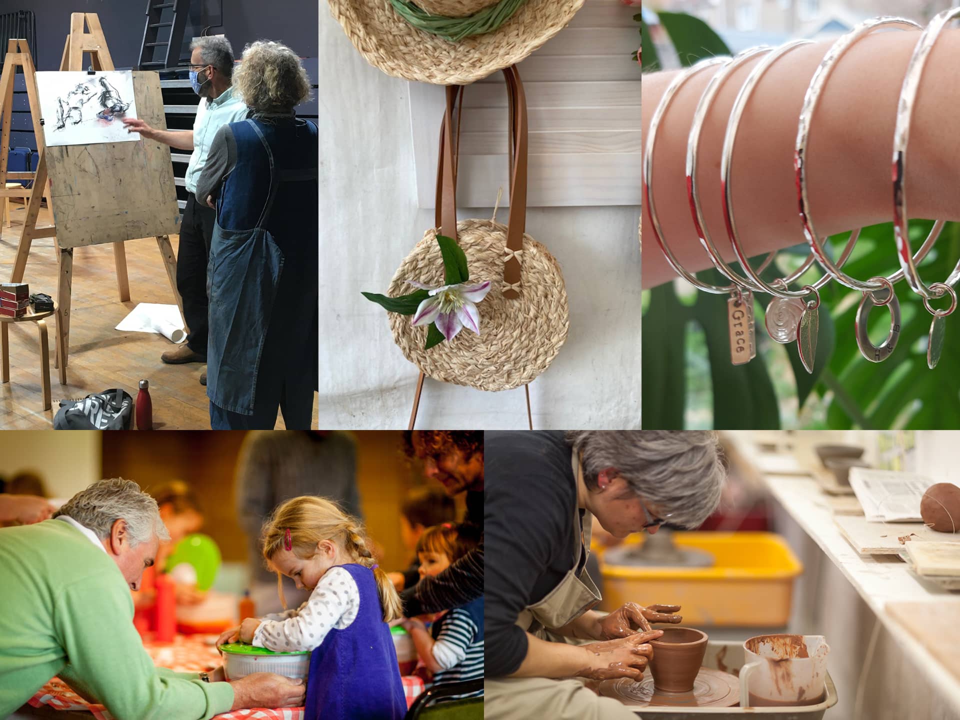 Collage of photos of Quay Arts workshops