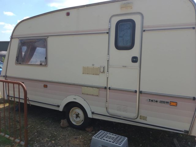 The caravan prior to the work being carried out