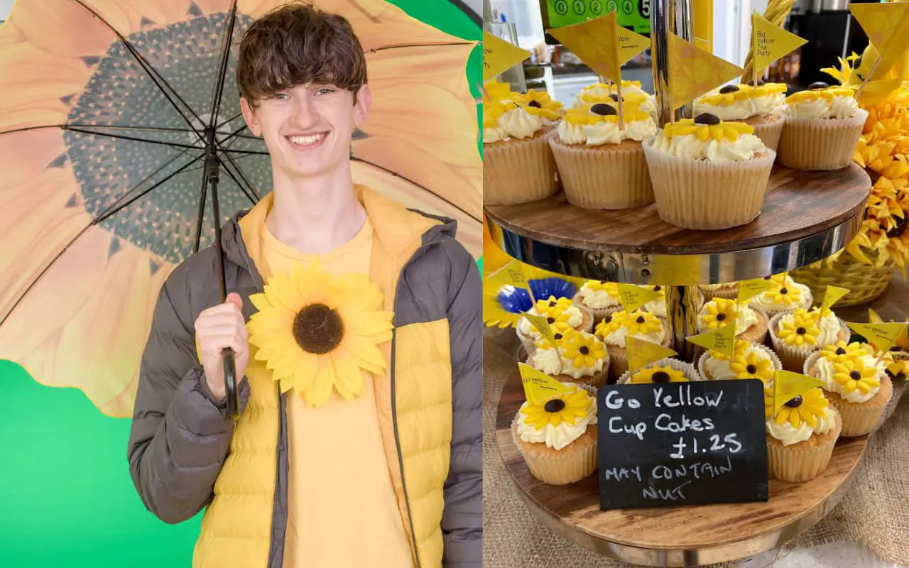Young Man dresssed in Yellow and yellow cupcakes