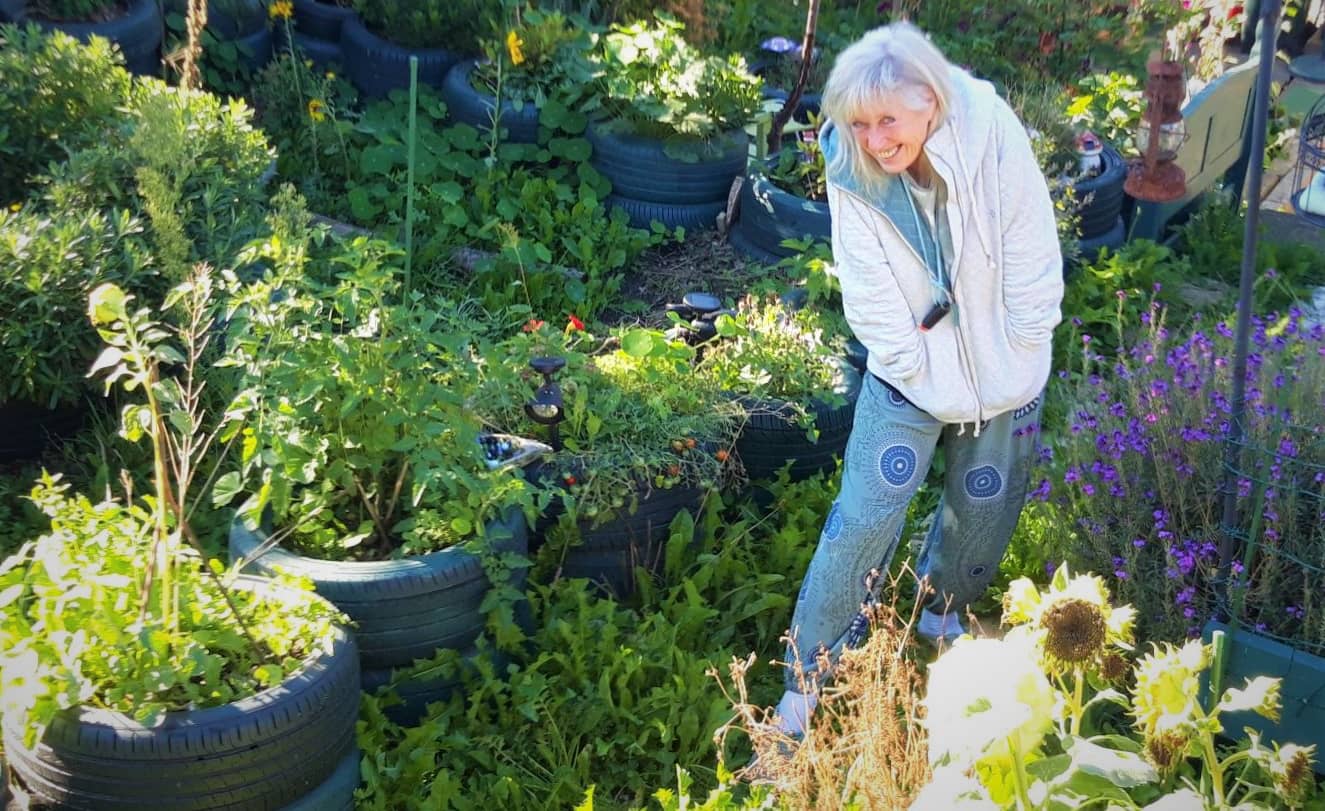 Gaynor in her garden