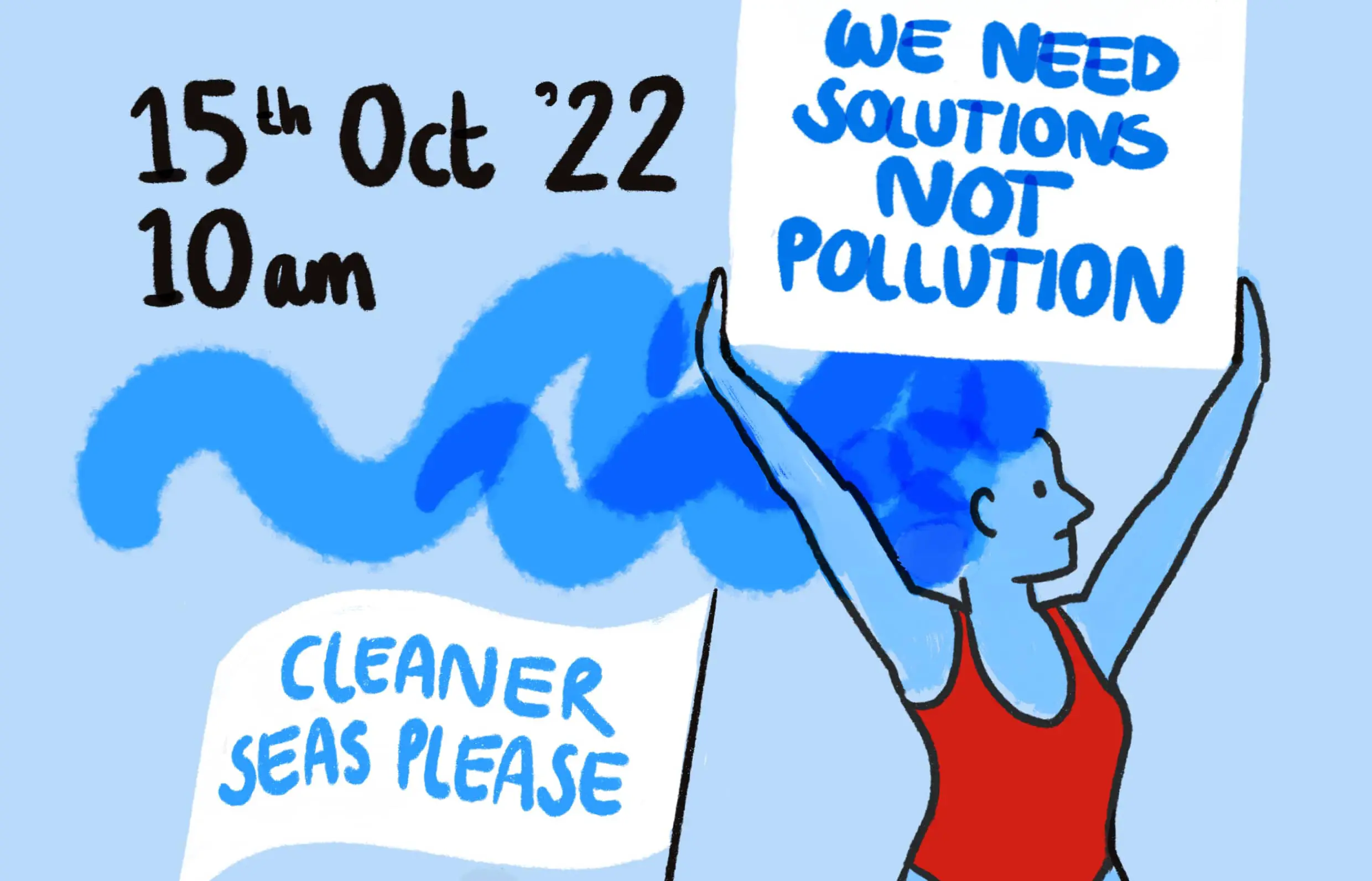 Sewage protest poster by Alice Malia