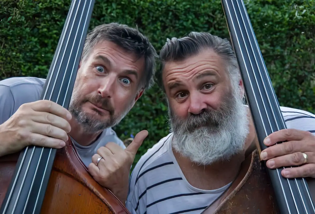 Two big violins - Paul Armfield and Jon Thorne with their double basses