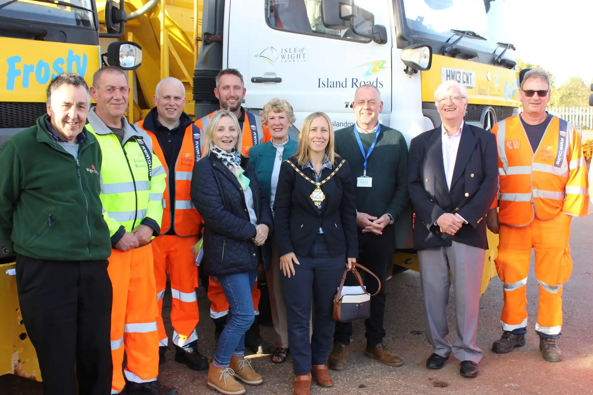 Councillors being shown the winter gritting trucks