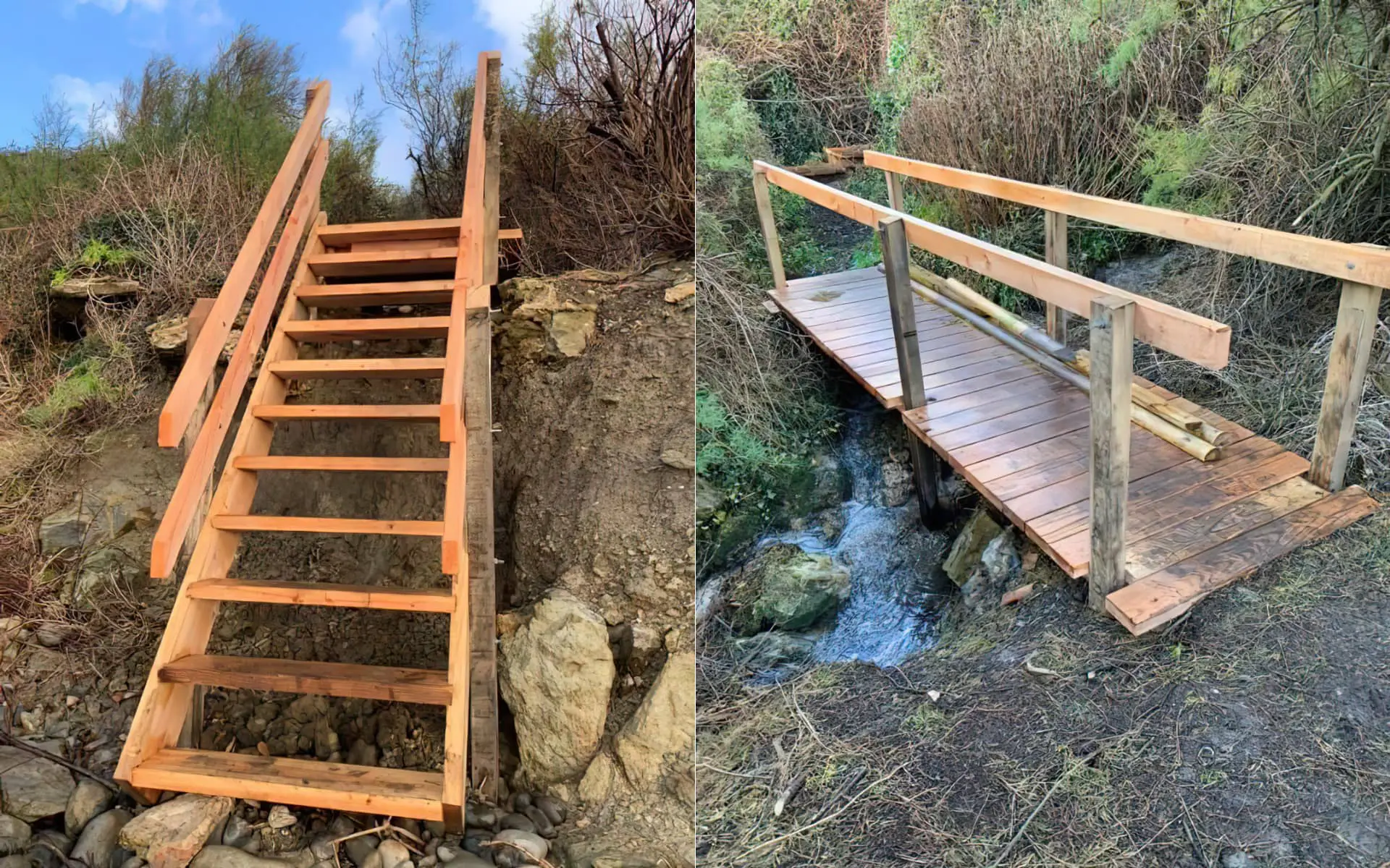 New steps and footbridge to Binnel Bay beach