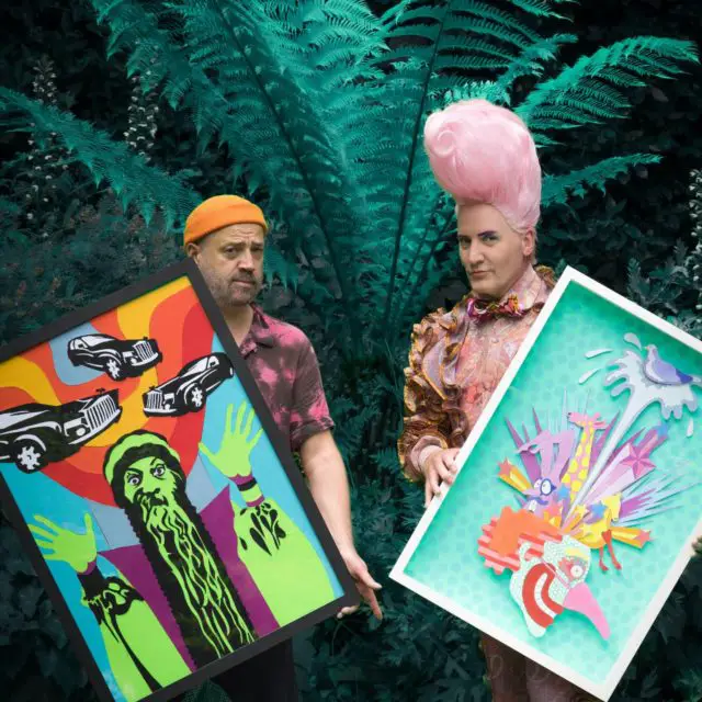 Ladypat and Boogaloo Stu with their artwork by Ben Francis 