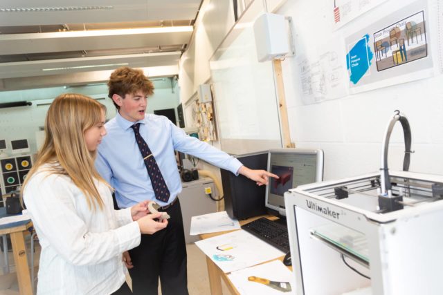 Ryde School Sixth Form pupils in the design lab