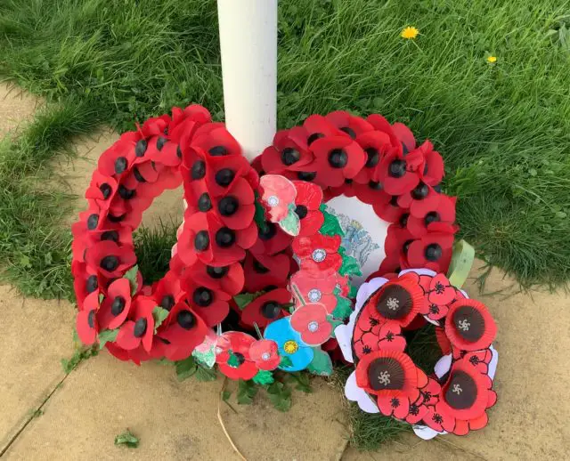 Poppy wreaths at Ryde Academy remembrance service