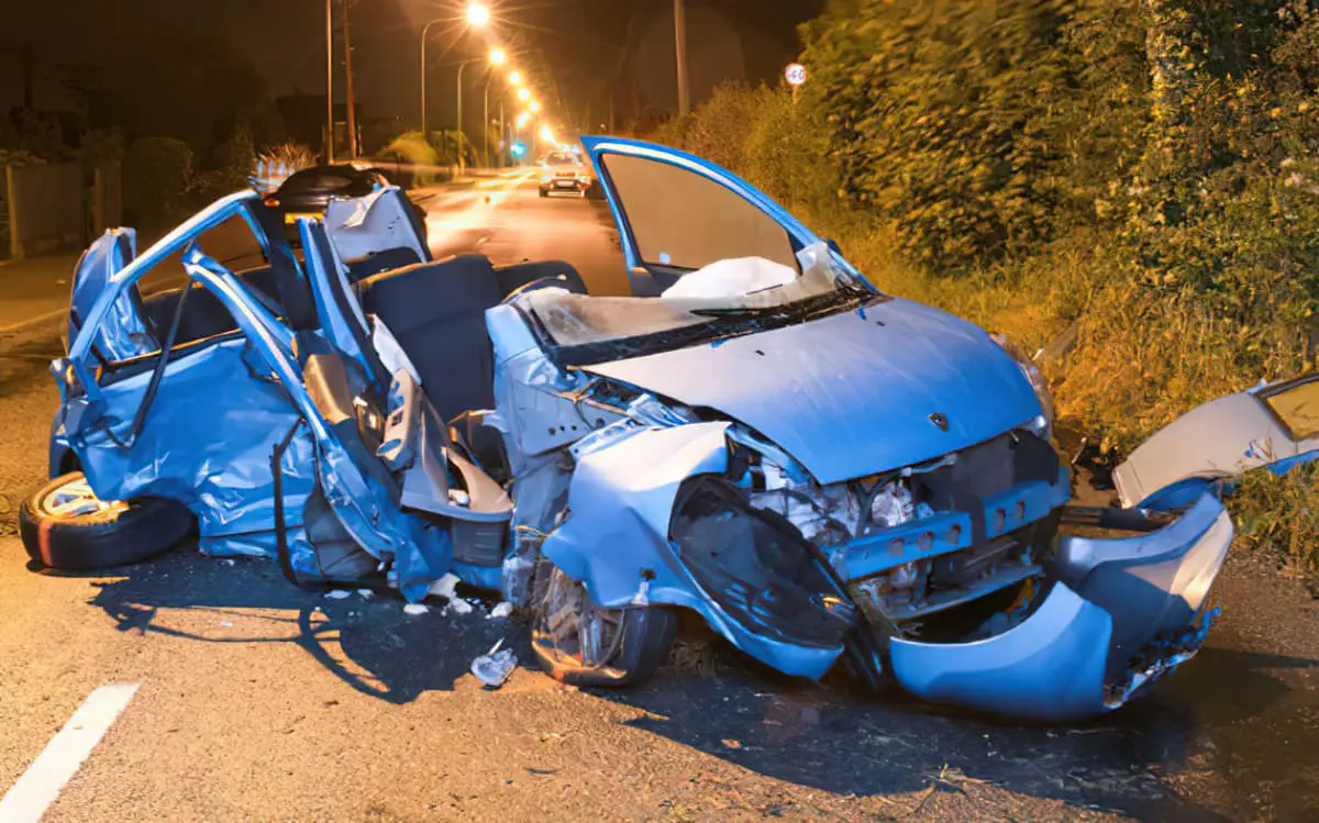 Aftermath of Neal Staley's car after being hit by drink driver - Hampshire Constabulary