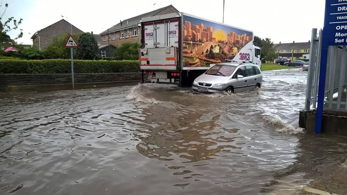 Flooding on a Sandown road