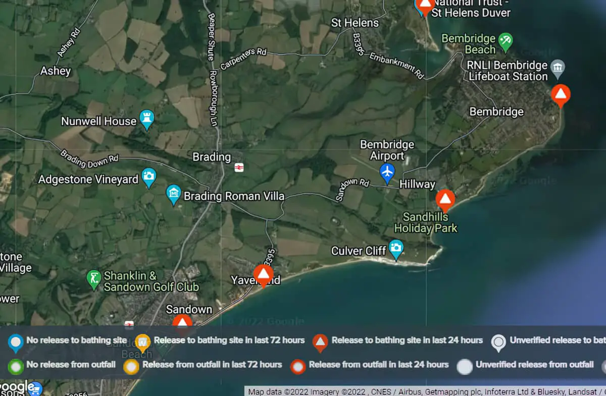 Map of storm sewage overflows 18th Nov 2022