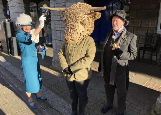 High Sheriff Kay Marriott with Gilten Beast and auctioneer John Normanton