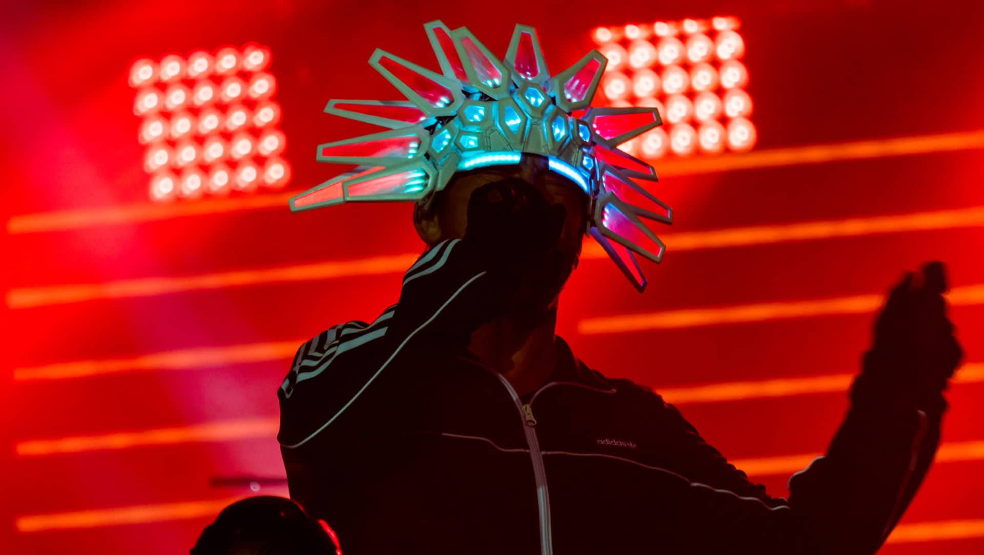 Jamiroqui performing on stage