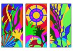 Colourful panels created by Liz Cooke and students from Cowes Enterprise College for the Creative Biosphere project